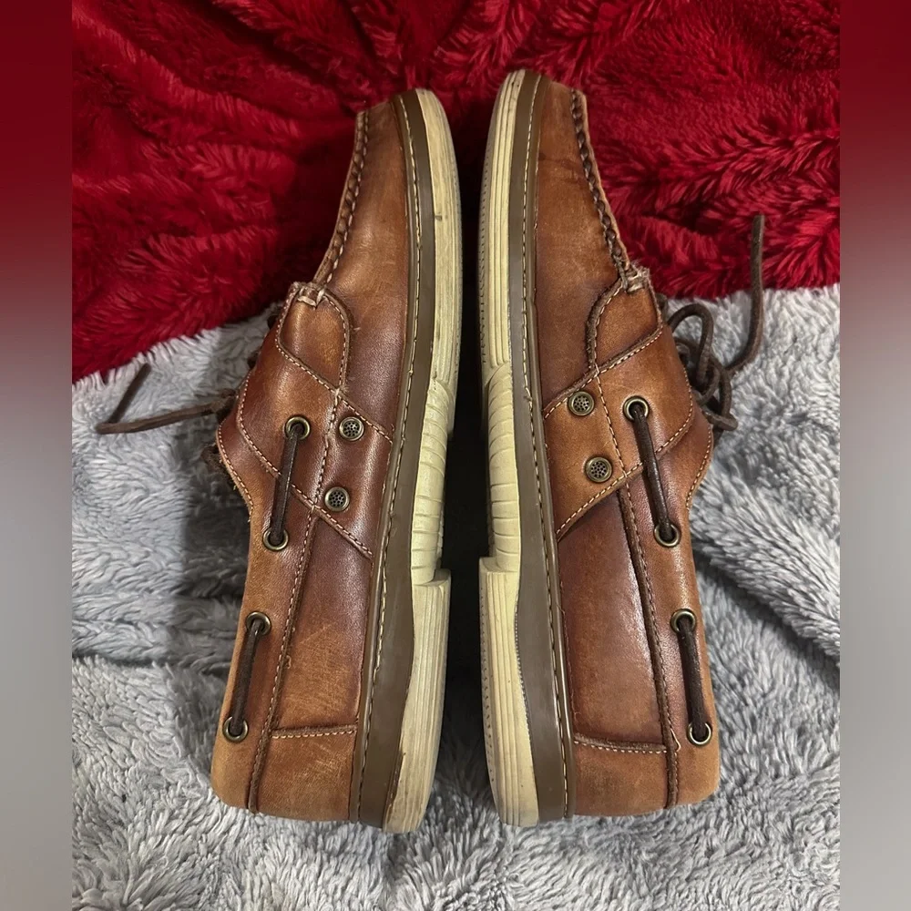 Allen Edmonds Eastport Boat Shoes Mens 8.5 Brown Leather Loafers Lace Up